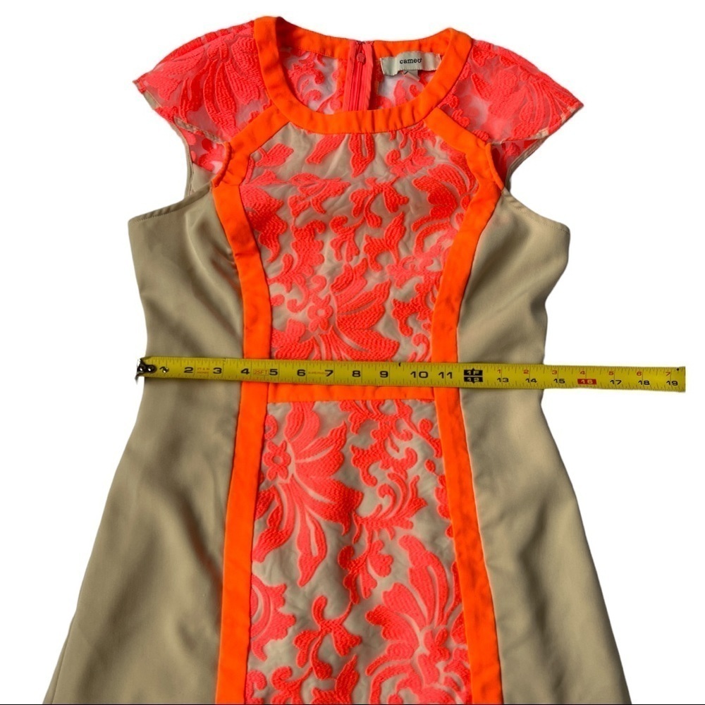 CAMEO WOMEN’S NEON PINK ORANGE EMBROIDERED DRESS SIZE M - Picture 8 of 13